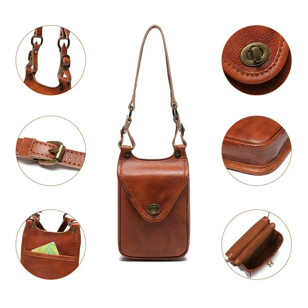 Refined Genuine Leather Bucket Bag