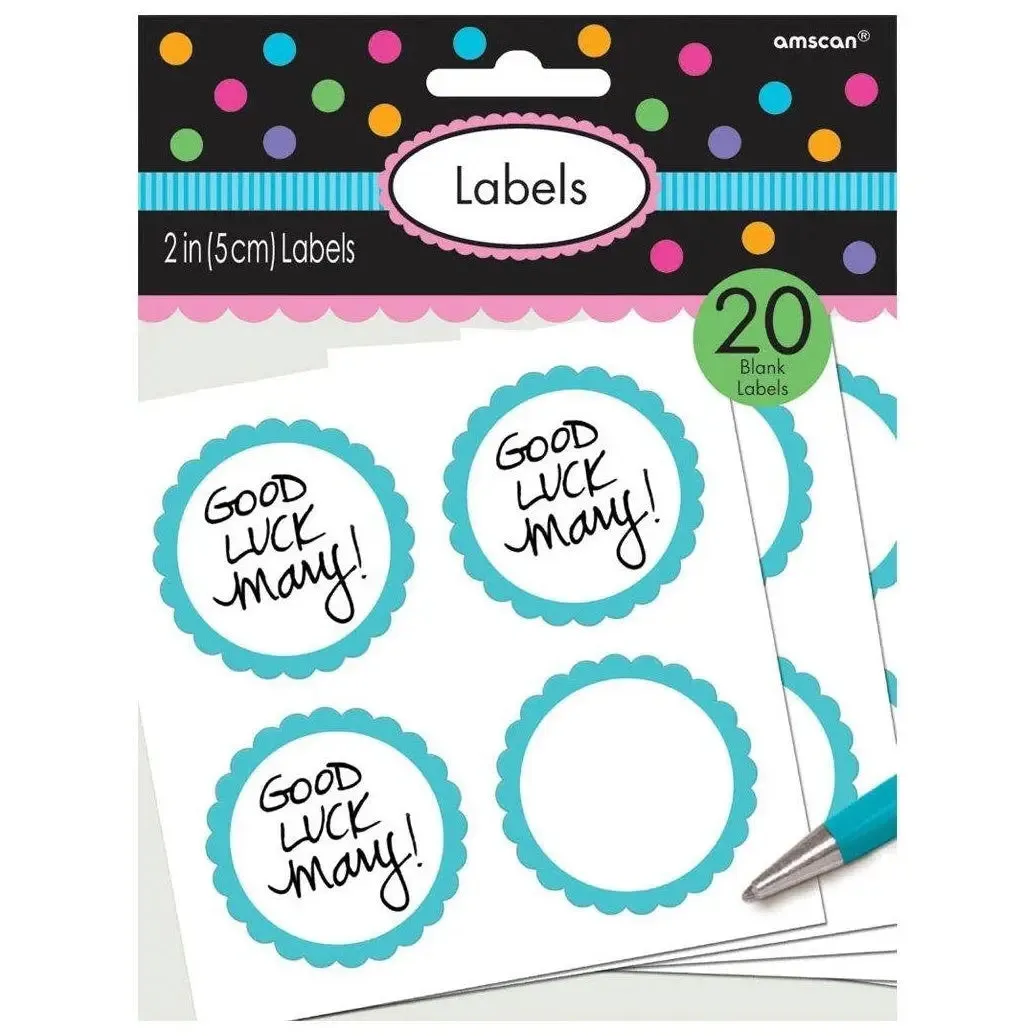 Robins Egg Blue  Scalloped Party Bag Labels - 20 Pkt