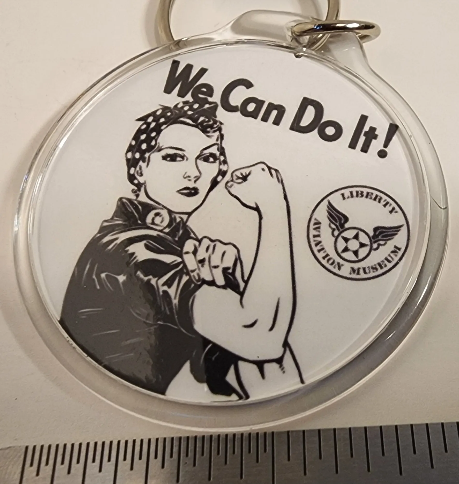 Rosie the Riveter Black & White LAM Logo Acrylic Keychain