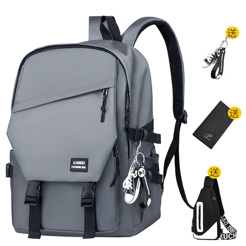 Schoolbag Male College Student Daily Travel Backpack Men's Backpack Female Korean Simple Versatile Travel Computer Bag Female