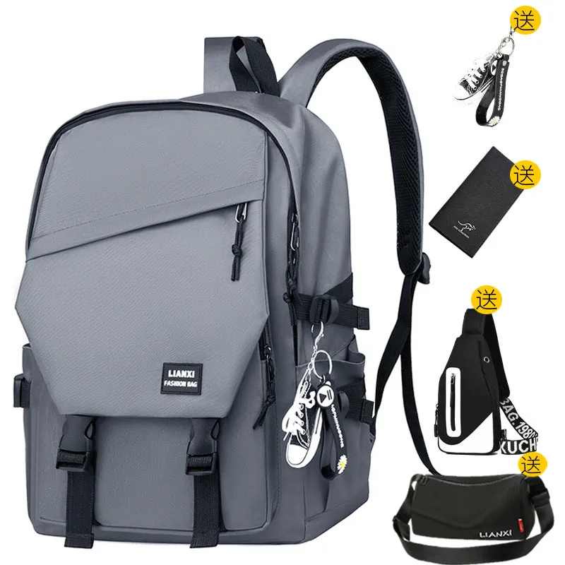 Schoolbag Male College Student Daily Travel Backpack Men's Backpack Female Korean Simple Versatile Travel Computer Bag Female