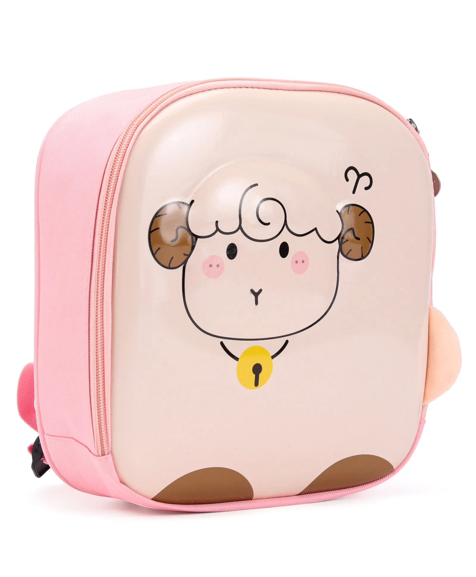 Sheep Design 3D Hard Case Backpack - Beige & Pink