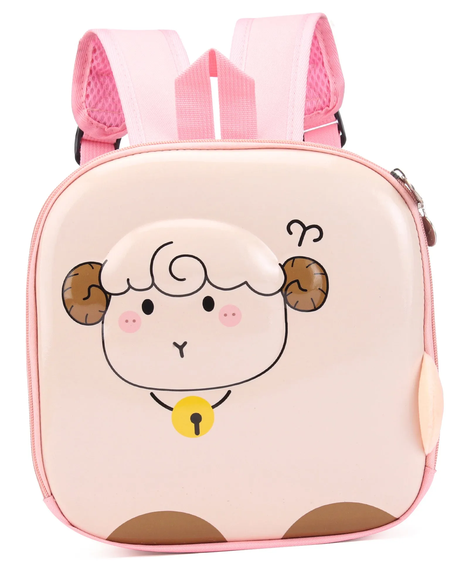 Sheep Design 3D Hard Case Backpack - Beige & Pink