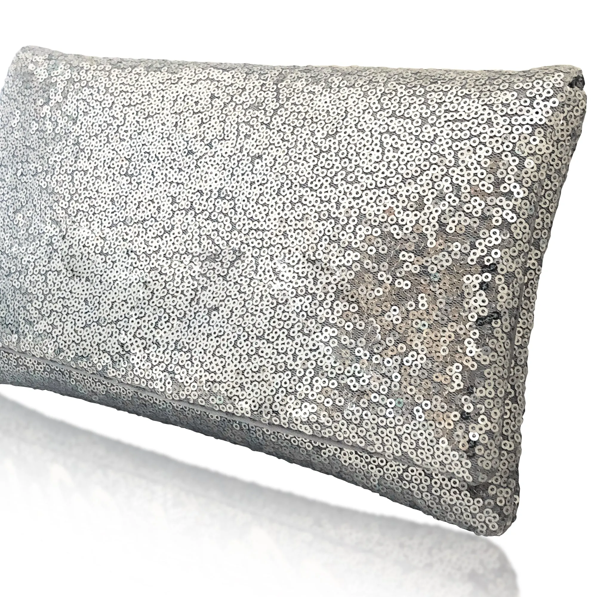 Silver sequin plain clutch handbag