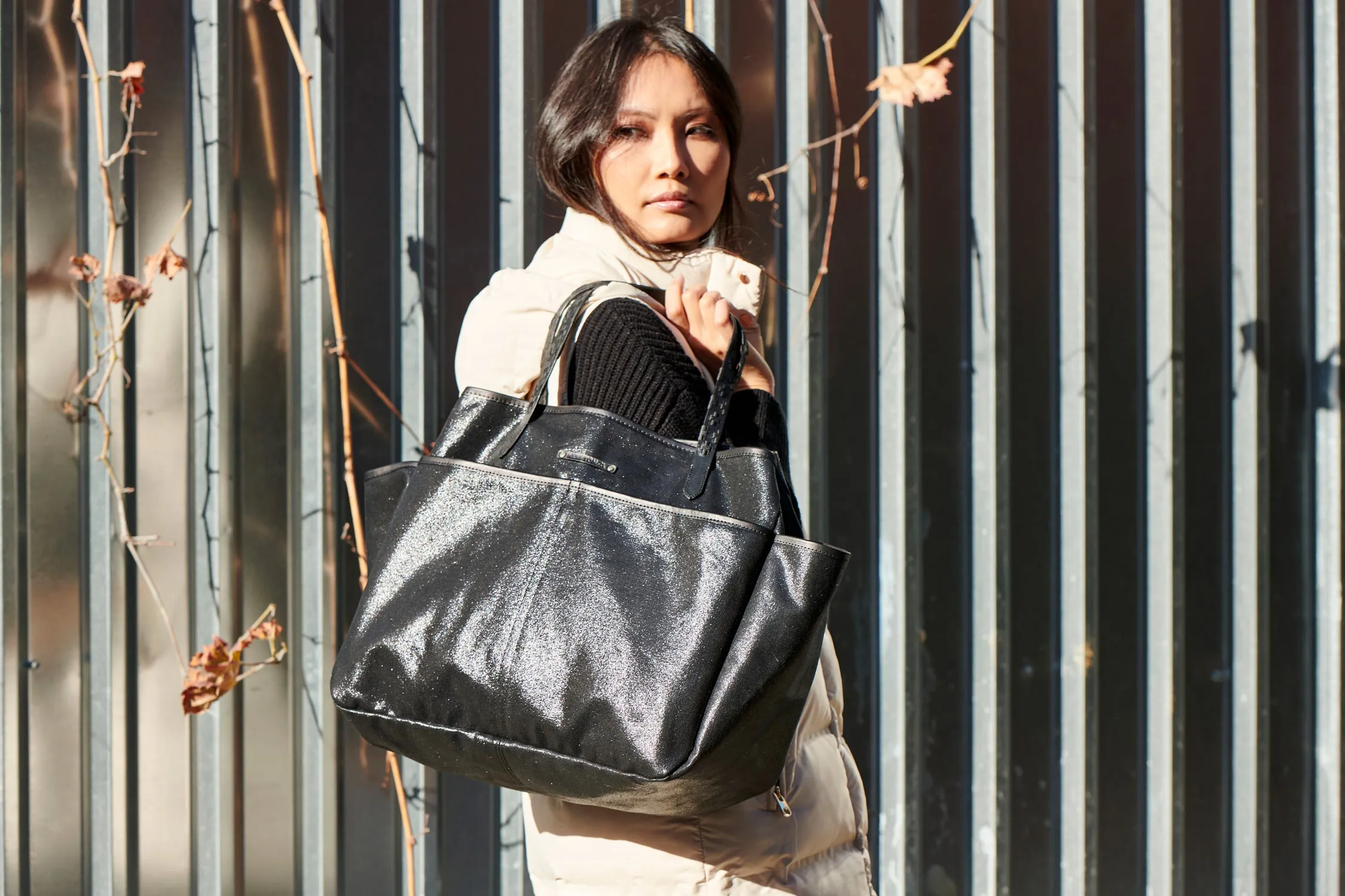 Slick Black Canvas Tote