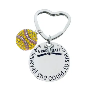 Softball Graduation Keychain - She Believed She Could Keychain