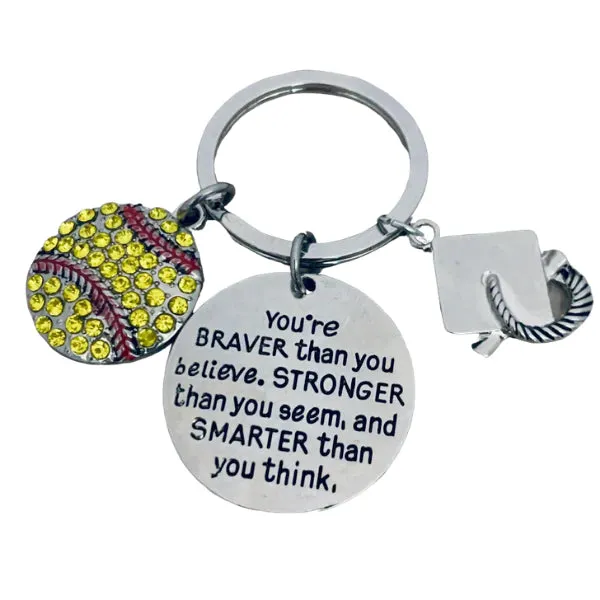 Softball Graduation Keychain - She Believed She Could Keychain