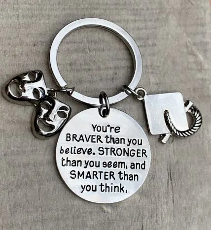 Sports Graduation Keychain - Braver Thank You Believe- Pick Activity