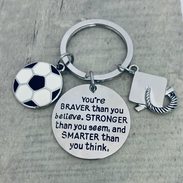 Sports Graduation Keychain - Braver Thank You Believe- Pick Activity