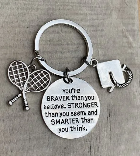 Sports Graduation Keychain - Braver Thank You Believe- Pick Activity