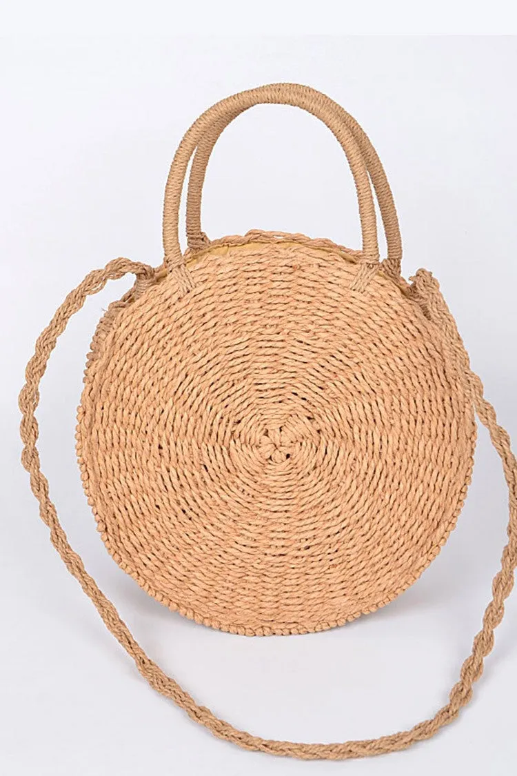 Structured Straw Shoulder Top Handle Bag