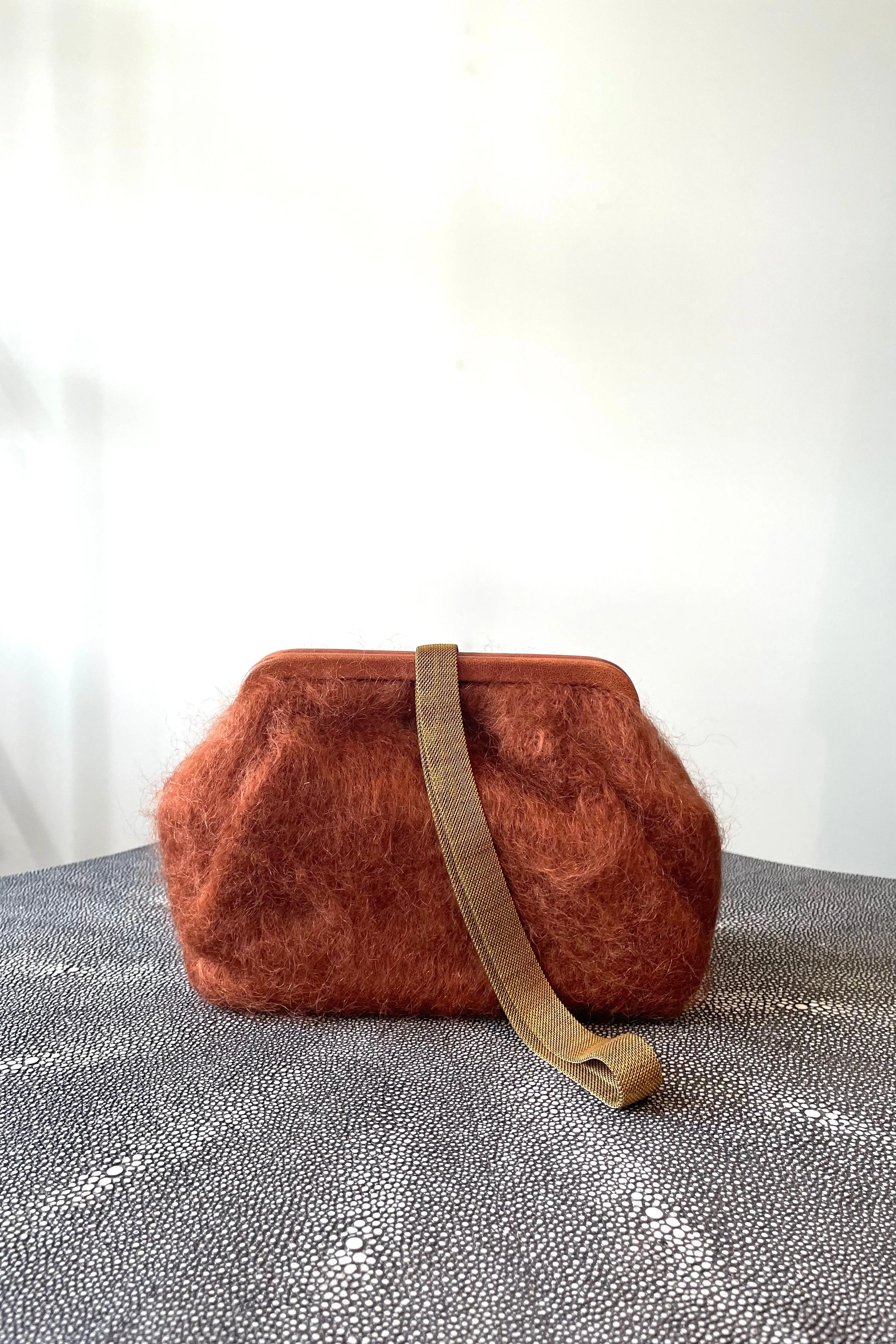 Susan Chestnut Mohair Clutch