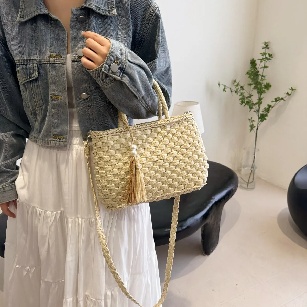 TEEK - Braided Strap Paper Weave Shoulder Bag