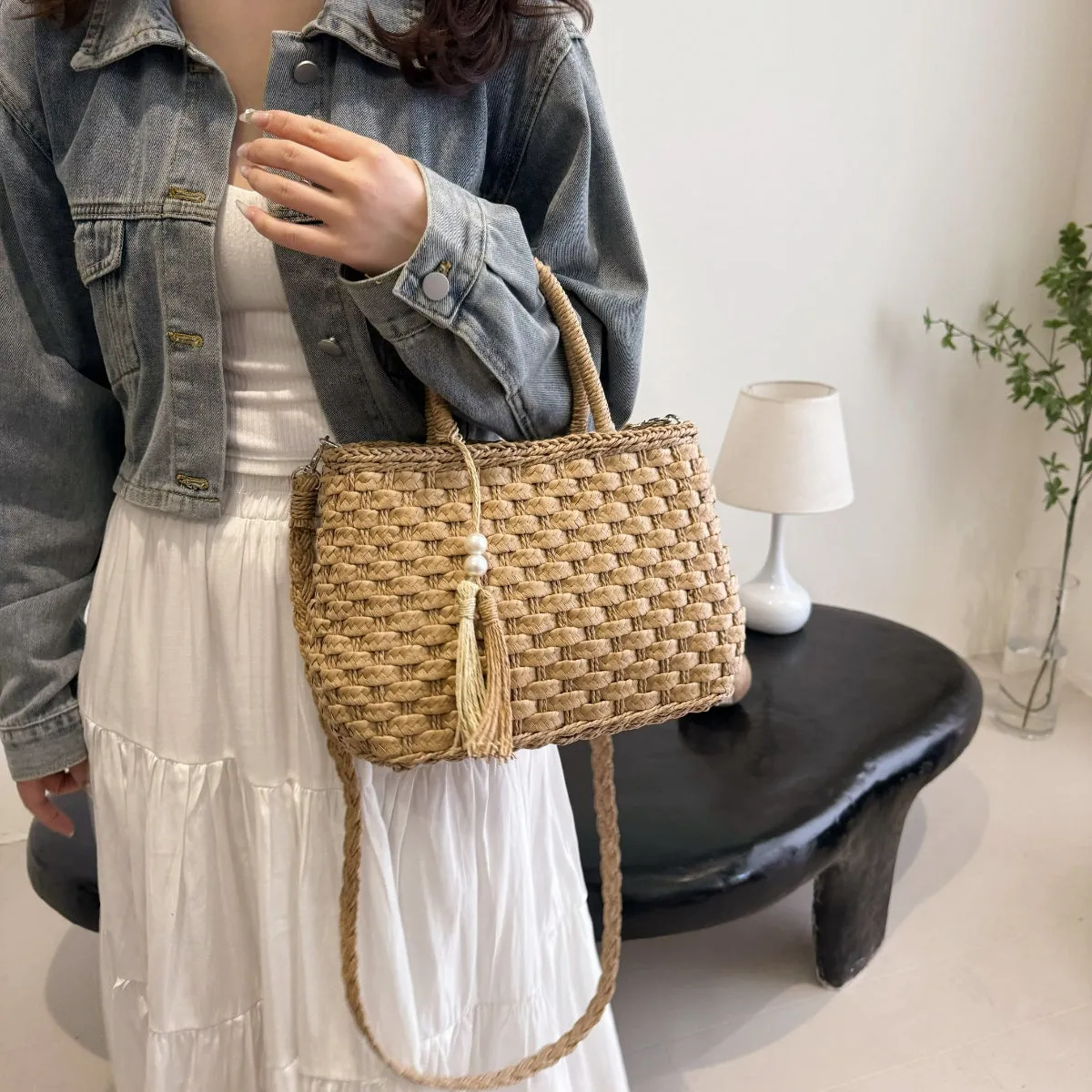 TEEK - Braided Strap Paper Weave Shoulder Bag