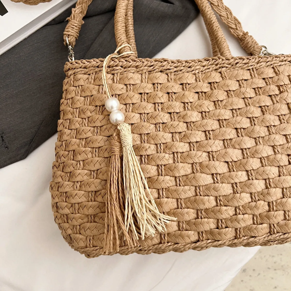 TEEK - Braided Strap Paper Weave Shoulder Bag