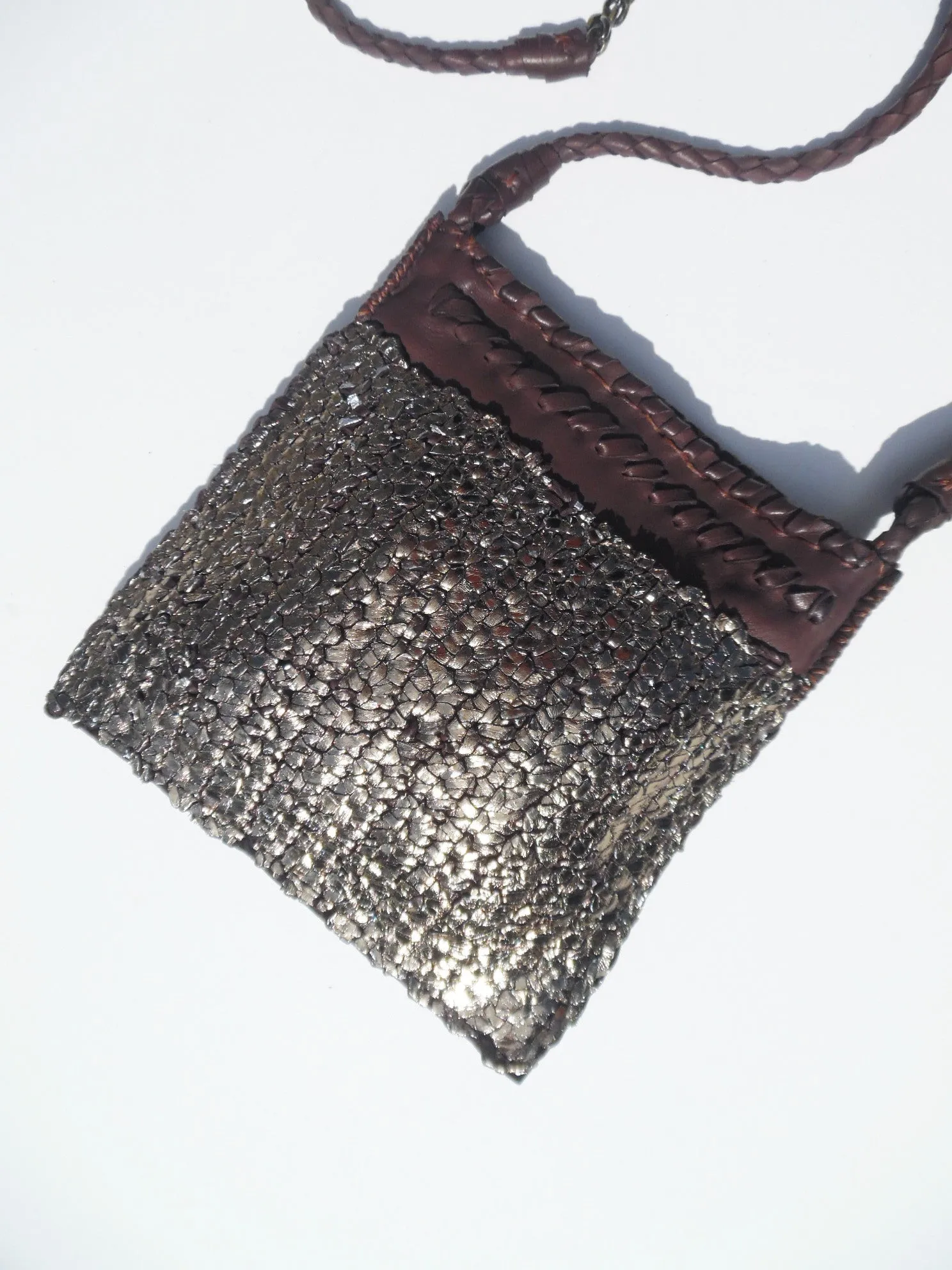 Tricot Woven Leather Square Evening Pouch