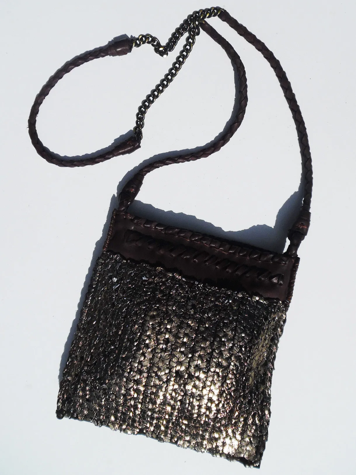 Tricot Woven Leather Square Evening Pouch