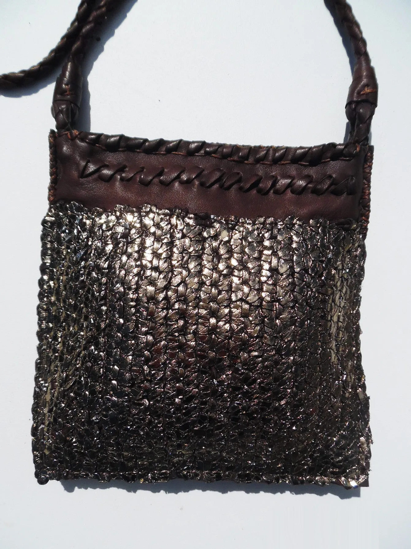 Tricot Woven Leather Square Evening Pouch