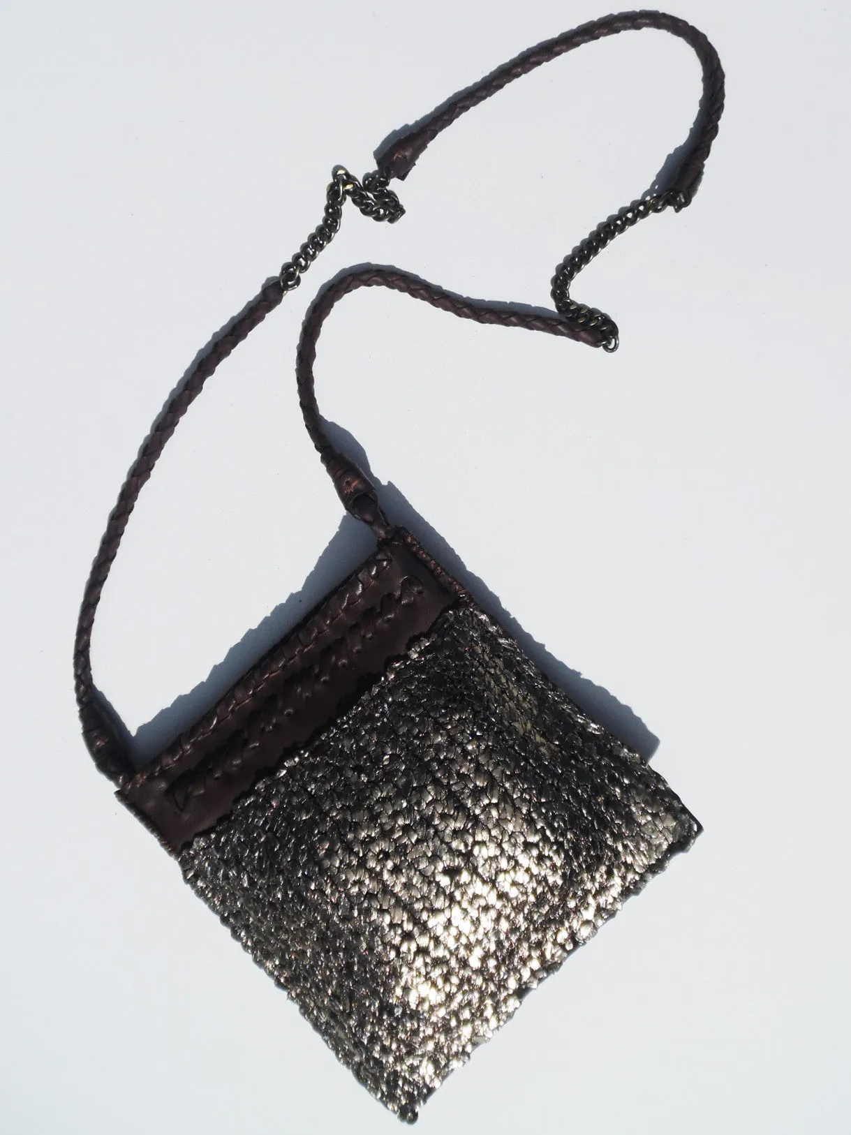 Tricot Woven Leather Square Evening Pouch