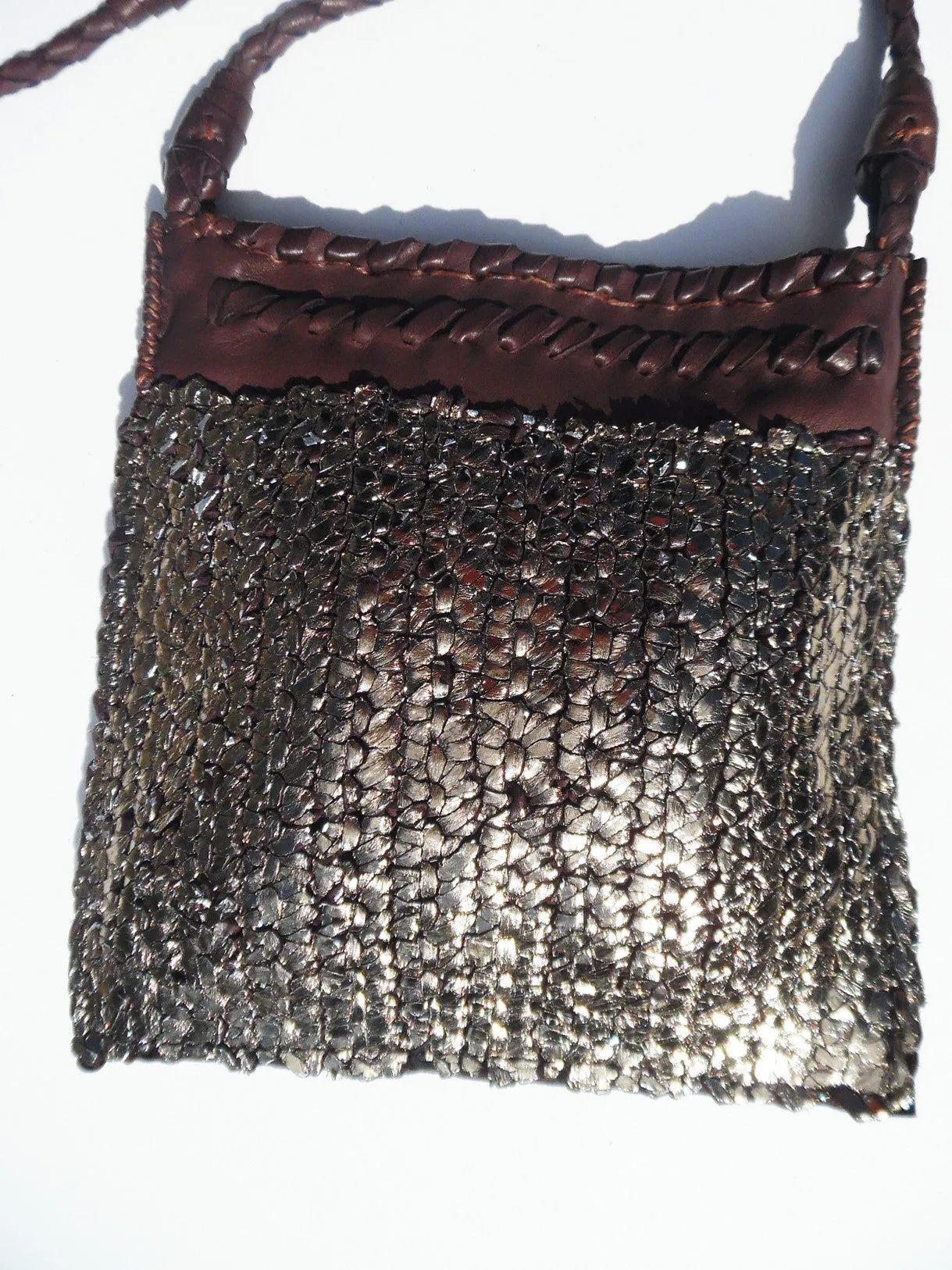 Tricot Woven Leather Square Evening Pouch