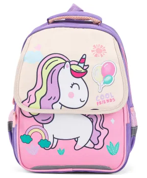 Unicorn& Balloons Print Backpack - Purple