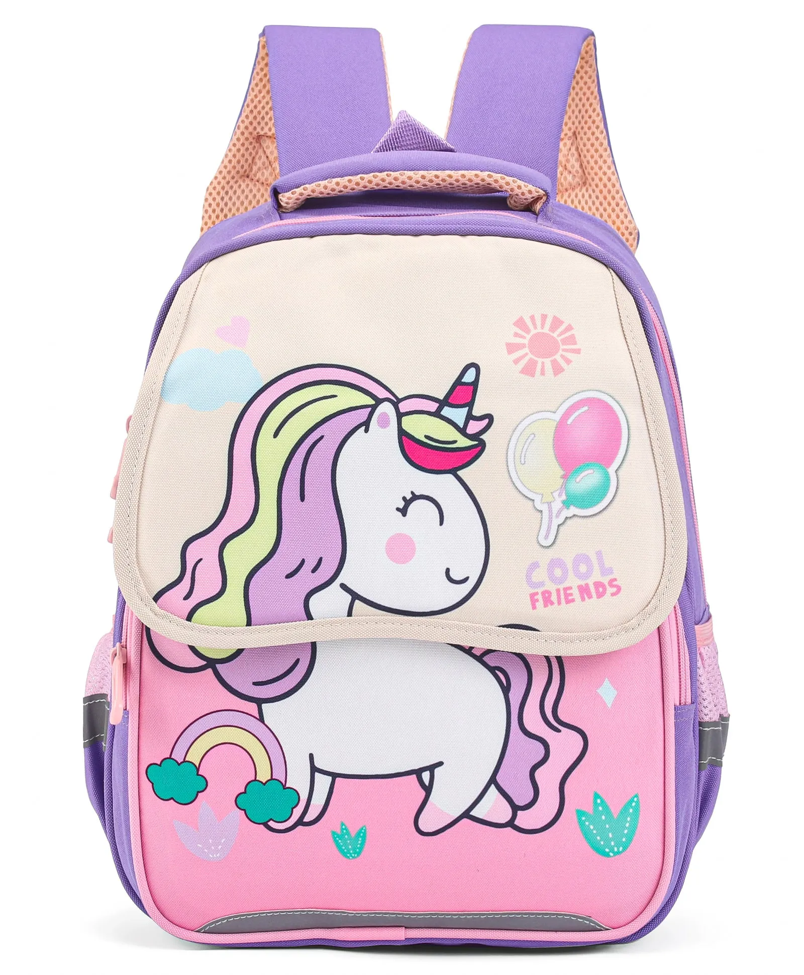 Unicorn& Balloons Print Backpack - Purple