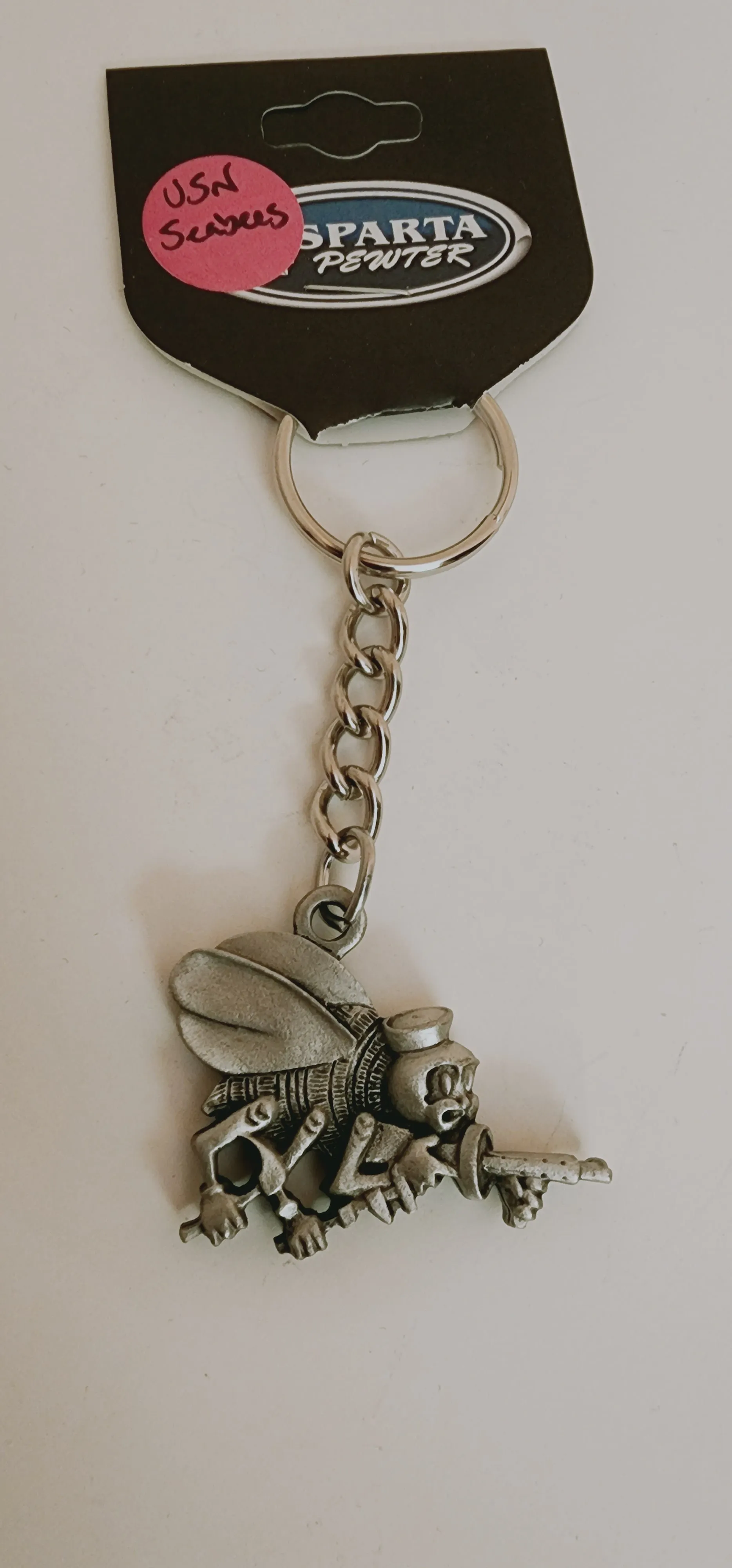 U.S. Navy (USN) Seabees 3D Logo Pewter Keychain