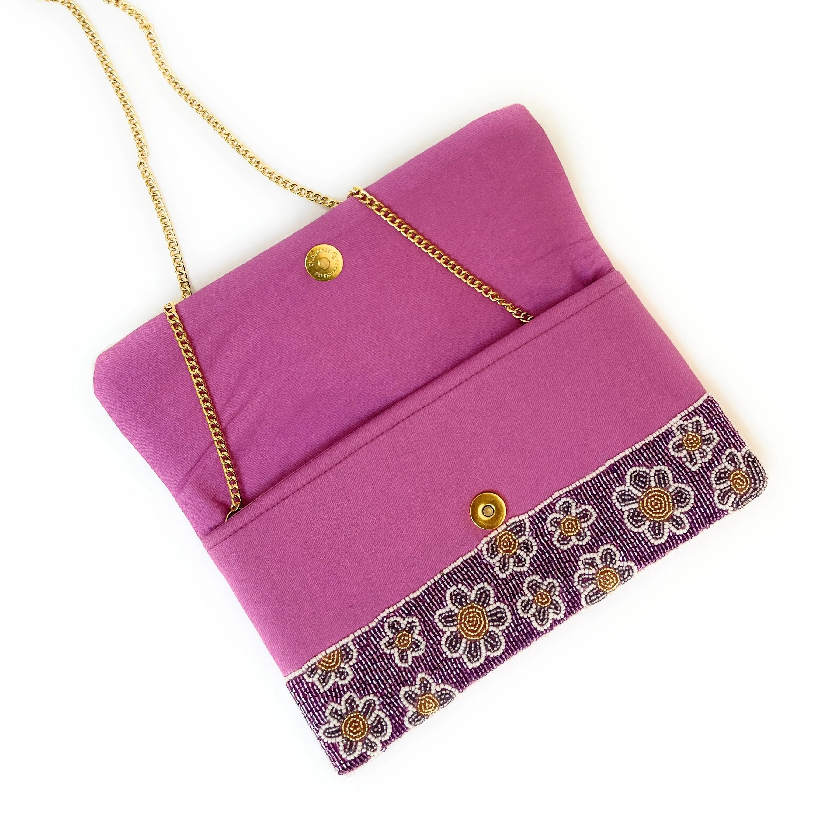 Very Peri Flowers Beaded Clutch Purse