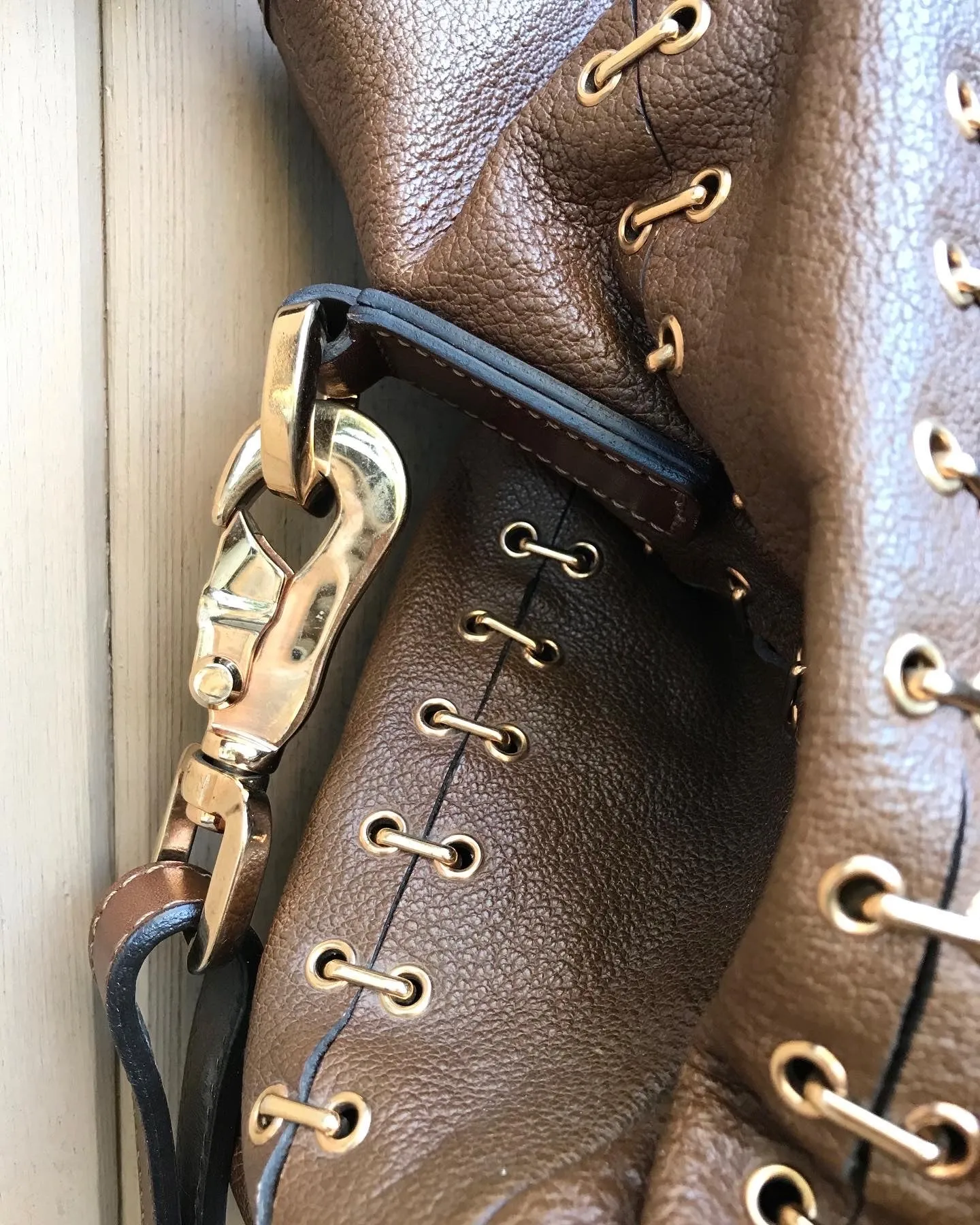 Vintage BURBERRY Brown Leather Shoulder Bag