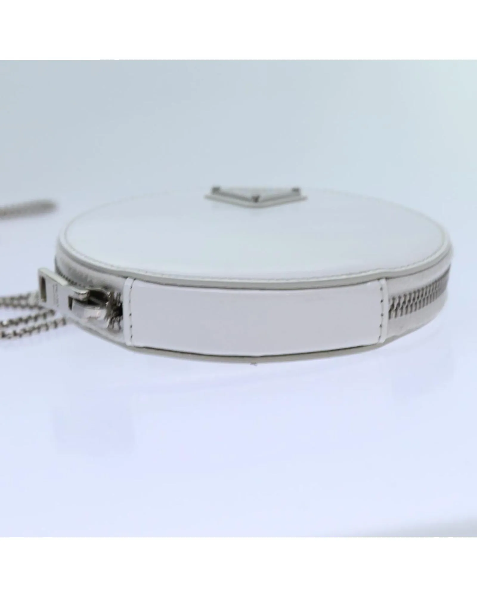 White Patent Leather Chain Shoulder Bag by Italian Designer