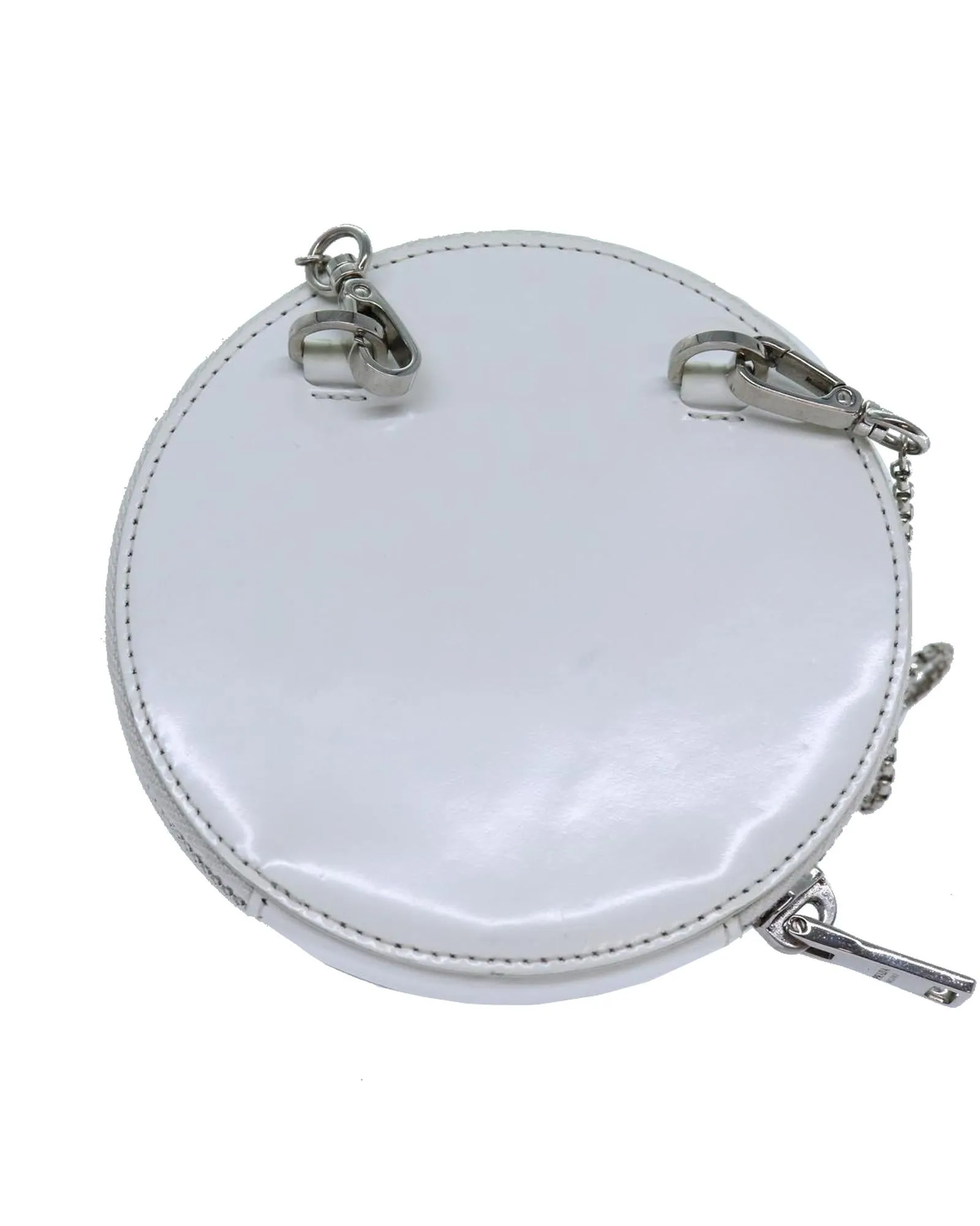 White Patent Leather Chain Shoulder Bag by Italian Designer