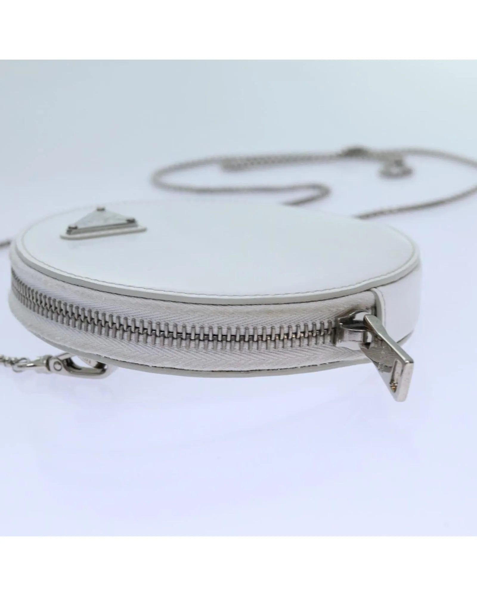 White Patent Leather Chain Shoulder Bag by Italian Designer