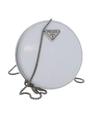 White Patent Leather Chain Shoulder Bag by Italian Designer