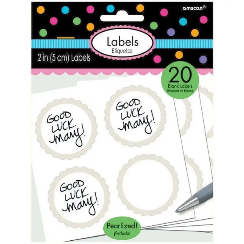 White Scalloped Party Bag Labels - 20 Pkt