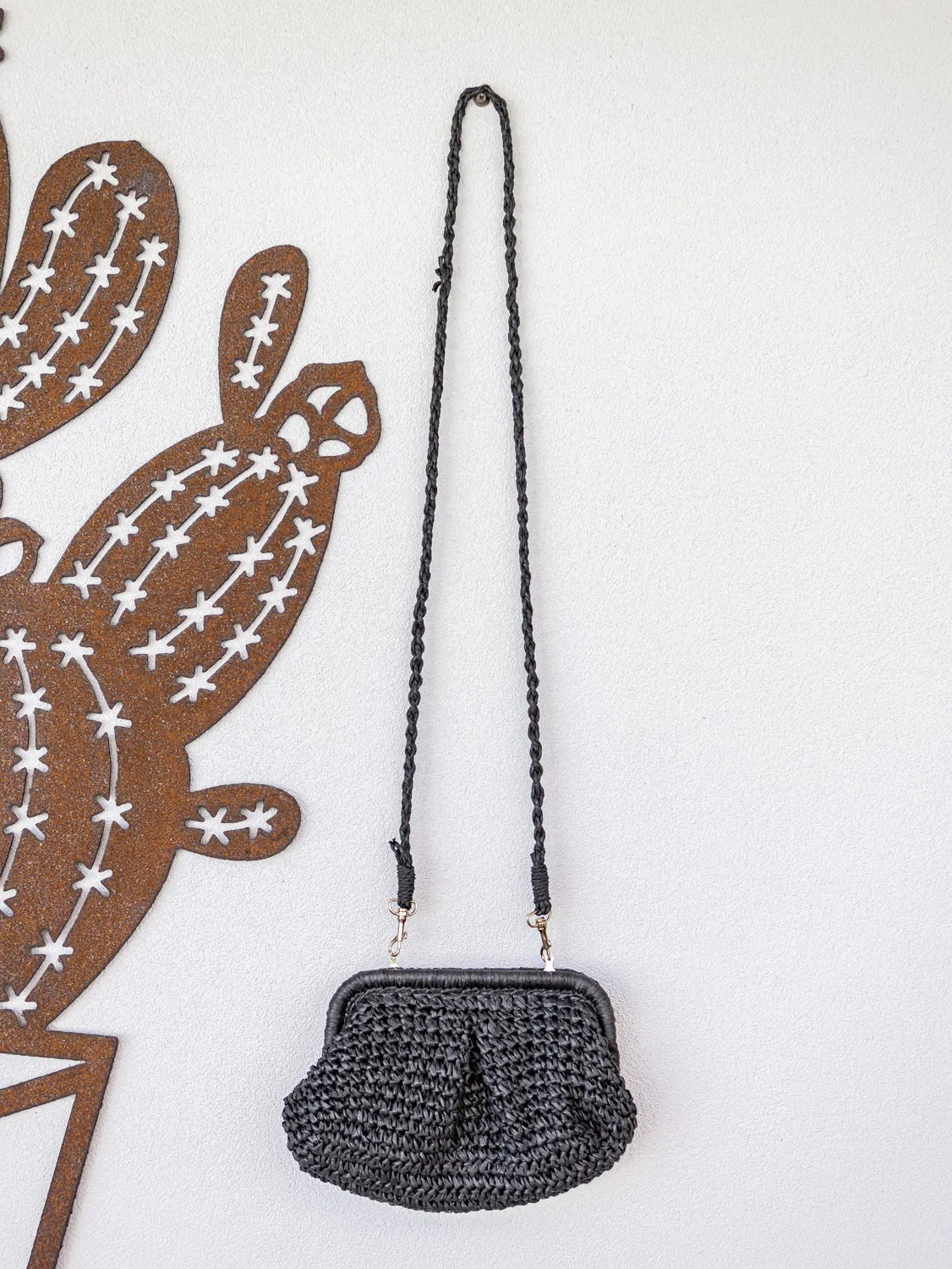 Woven Clutch Bag - Black