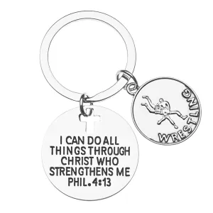 Wrestling Christian I Can Do All Things Through Christ Who Strengthen Keychain