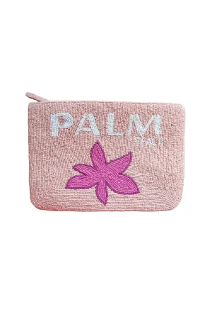 Zoda Palm Beaded Clutch Light Pink